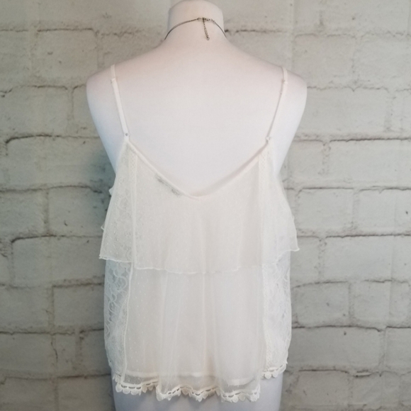 American Eagle S White Floaty Tiered Lace Tank Top - Picture 6 of 9